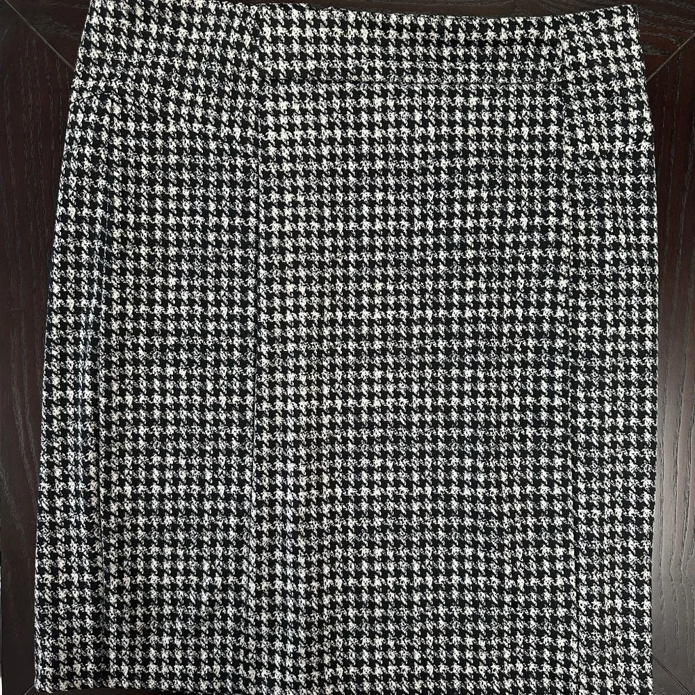 *MICHAEL KORS* Black x White Houndstooth Plain Stretch Skirt Size 10 NWT